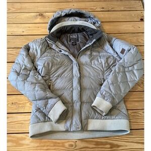 Outdoor Research Down Puffer Hooded Coat Jacket Medium Women’s Gray Full Zip